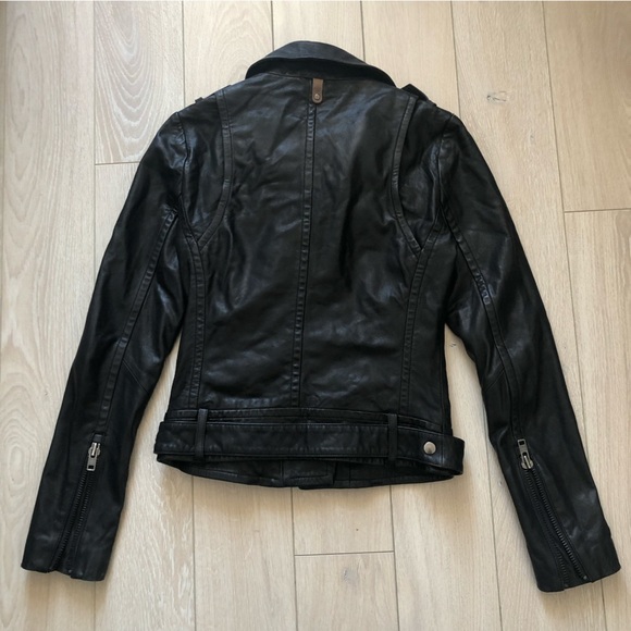 Mackage Exclusively for Aritzia Black Genuine Leather Biker Jacket - Picture 7 of 16